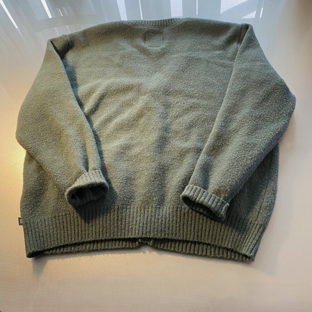 Men's Vans Cardigan V Neck Sweater Green Size Medium M - Picture 2 of 4